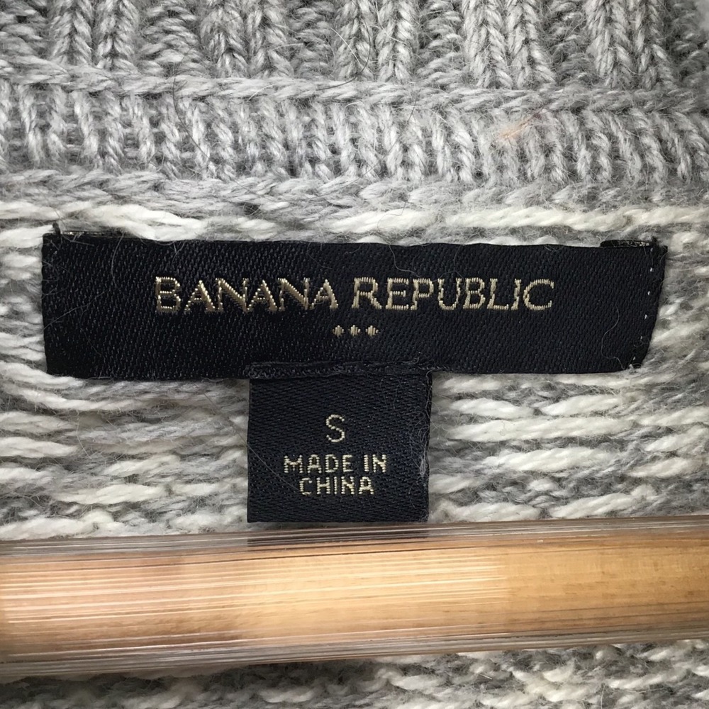 Banana Republic Women Cream Fair Isle Short Sleeve Belted Cardigan Sweater Small - Picture 3 of 7